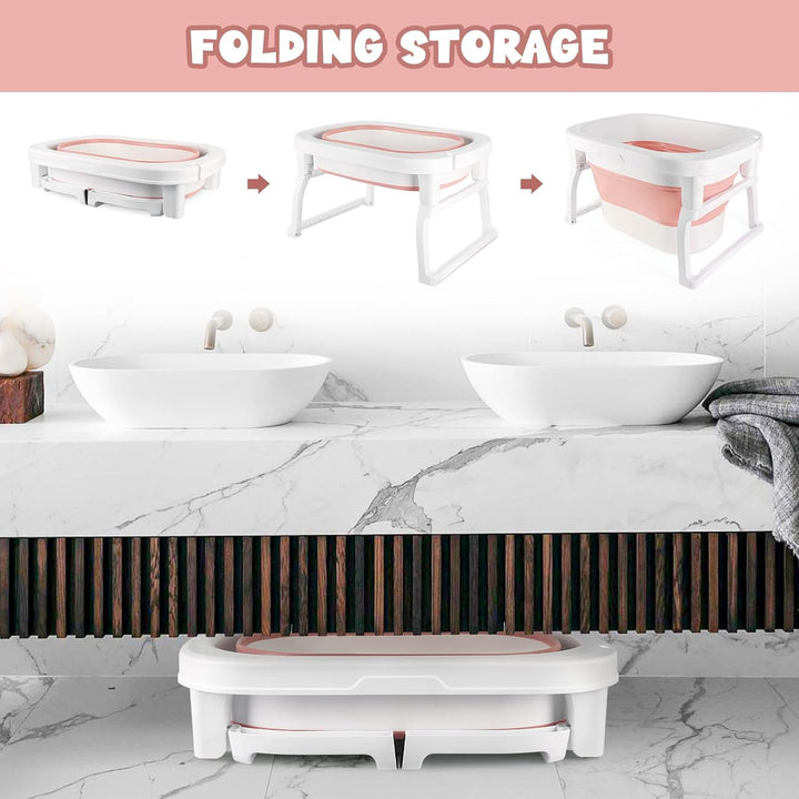 Faltbare Badewanne für Kinder, tragbar, faltbar, Badewanne mit Halterung für Neugeborene, Badewanne