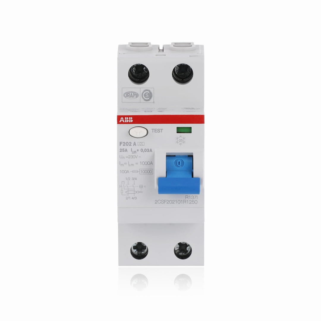 ABB F202 RCCB, 2-polig, 25A, 30mA Typ A CE 230V ac Einzelpack Single, Einzelpack Single