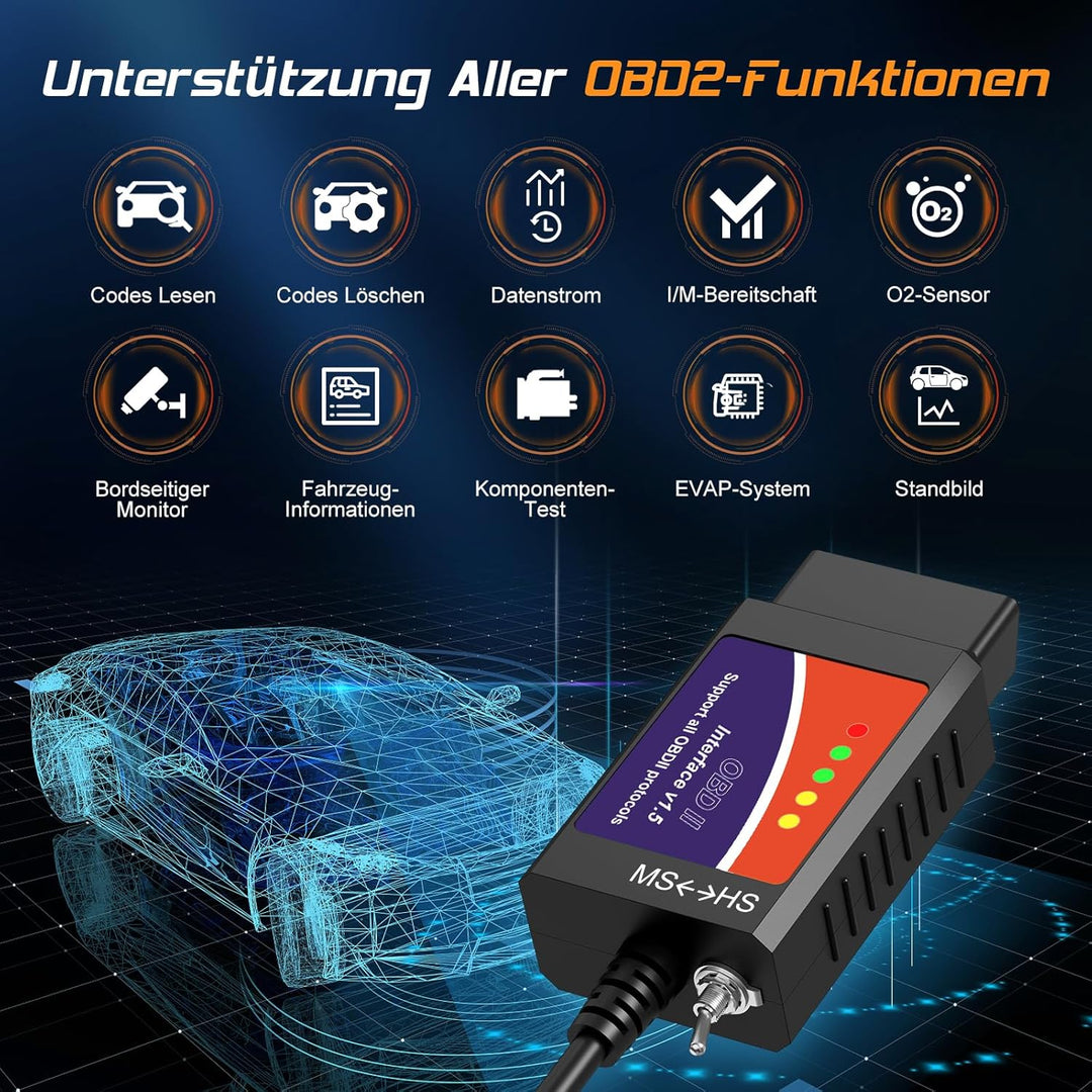 FORScan ELMconfig Professionelles OBDII Diagnosegerät Auto OBD2 Adapter für Windows, Auto diagnose C