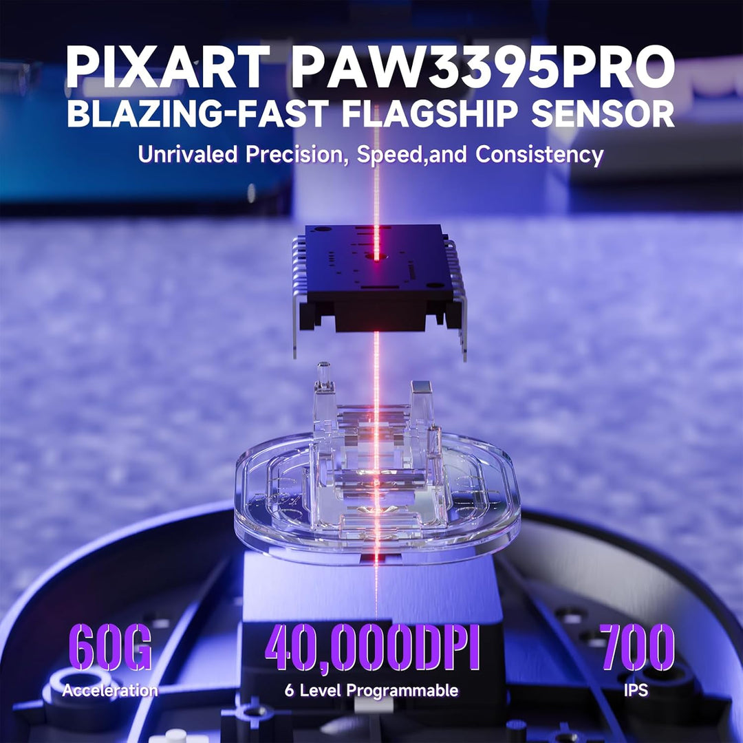 ATTACK SHARK X8PRO 55g ultraleichte Kabellose Gaming-Maus mit Spiralkabel, Mittelgrosse/Grosse Hände