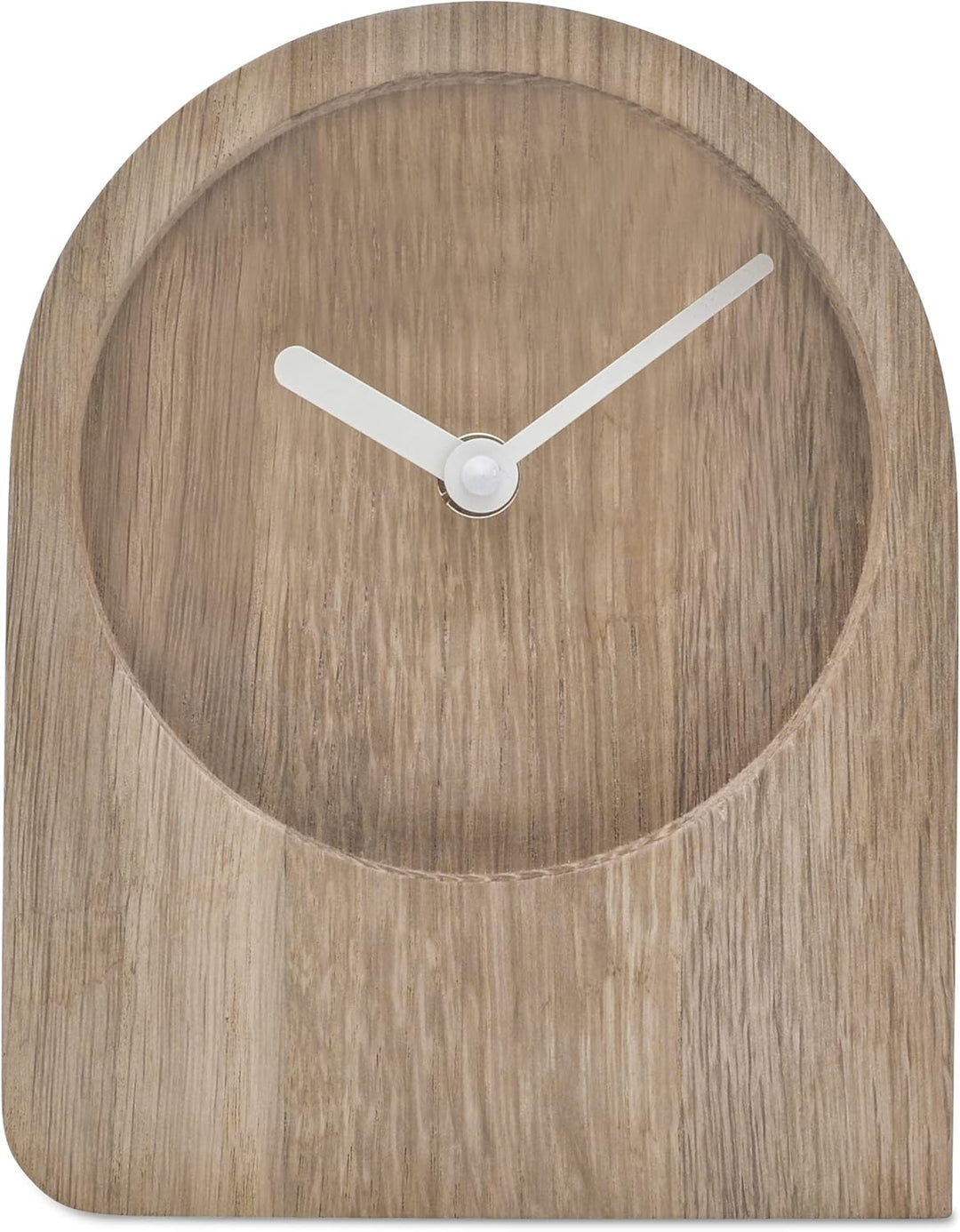 Natuhr Tischuhr Eiche Holzuhr - Dome - puristisch modern Massivholz (Eiche unbehandelt, Weisse Zeige