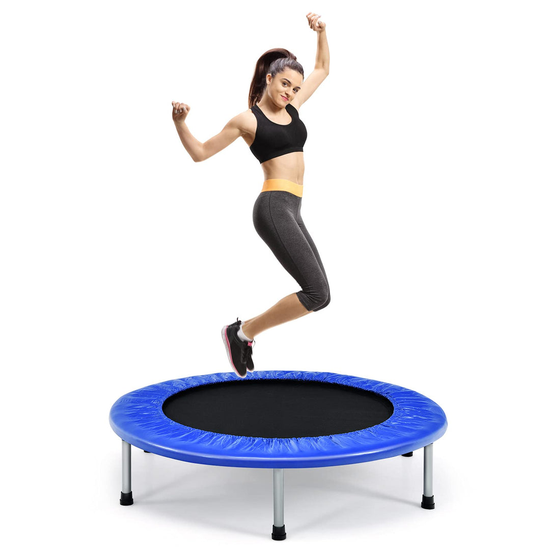 COSTWAY φ97cm Mini Trampolin, Fitness Trampolin faltbar, Kindertrampolin bis 150kg belastbar, Trampo