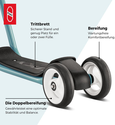 PUKY R 1 Classic Scooter | Sicherer Roller für Kinder ab 2 Jahren | Rutschfestes Trittbrett | Höhenv