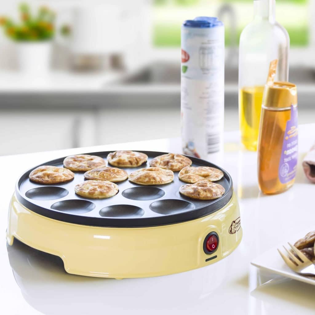 Bestron Poffertjes Maker im Retro Design, Mini Pfannkuchen Automat, mit Antihaftbeschichtung, Sweet