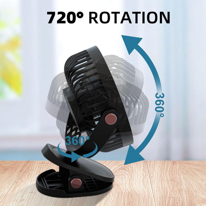 MUXIWOM Kleiner Tischventilator, 5000 mAh, Mini-USB-Ventilator, leise, 5 Geschwindigkeitsstufen, 720