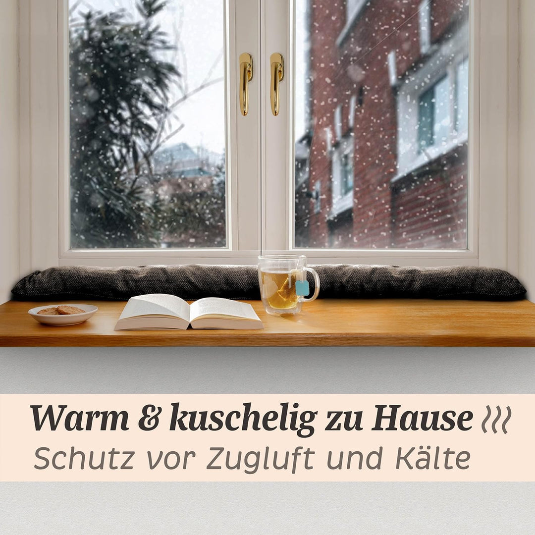Praknu 2 Stück Zugluftstopper für Fenster bis 120cm - Waschbar - Energiesparend - Extra Lang & Schwe