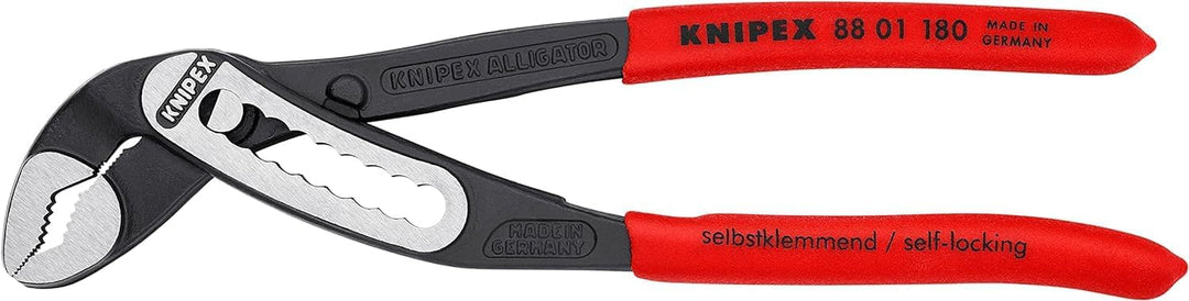 KNIPEX Alligator Wasserpumpenzange mit rutschhemmendem Kunststoff überzogen 180 mm, 88 01 180 atrame