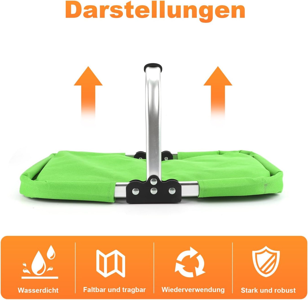 Einkaufskorb Faltbar 25L,Einkaufskorb Klein Mit Gepolsterte Griffe Und ReissVerschlusstasche,Einkauf