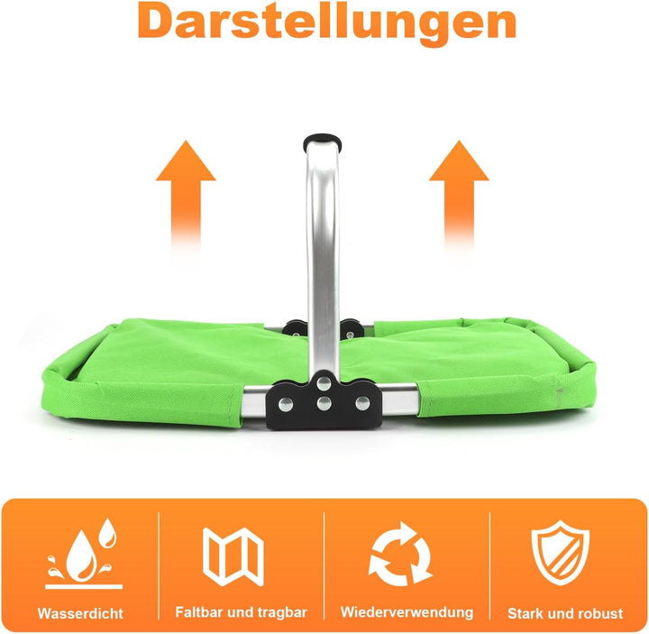 Einkaufskorb Faltbar 25L,Einkaufskorb Klein Mit Gepolsterte Griffe Und ReissVerschlusstasche,Einkauf