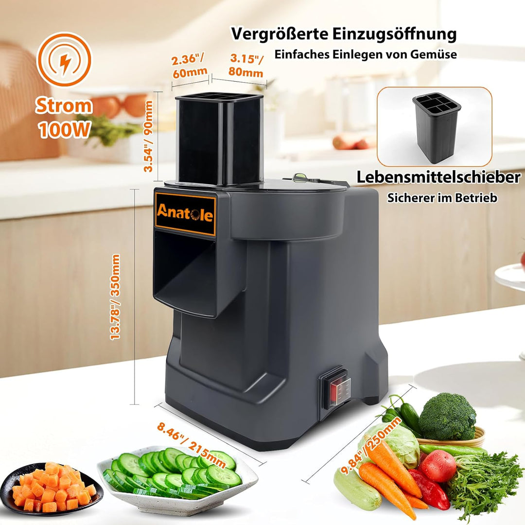 Anatole Würfelschneider Elektrisch Gemüseschneider Professionell Obstschneider Multifunktional mit 3