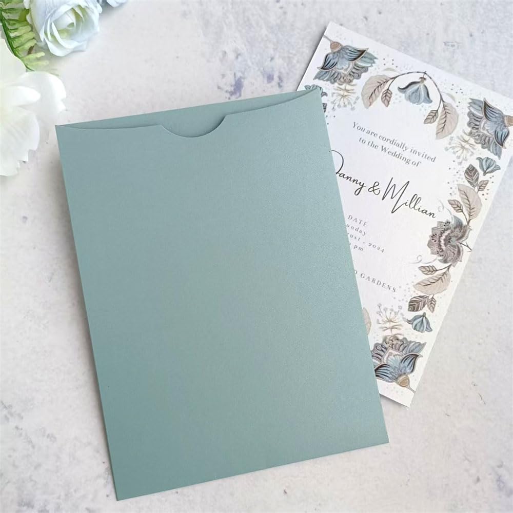 MillaSaw Celemony Hochzeitseinladungen, robust, mit Umschlag, 25 Stück, Blau, blau