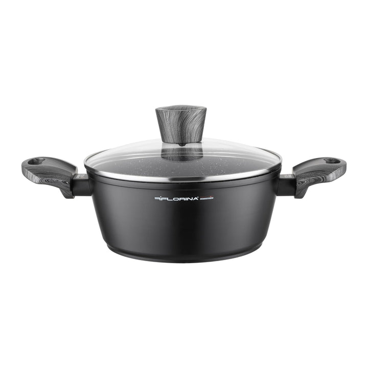 FLORINA Topf aus Aluminium (2,5 l) | 20 cm Durchmesser | Kochtopf mit Glasdeckel - Antihaftbeschicht