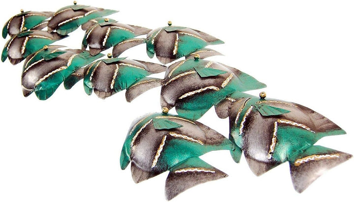SEESTERN Fischschwarm Metall Wand Deko Verzierung Hänge Wand Dekoration 68cm /1805.Petrol
