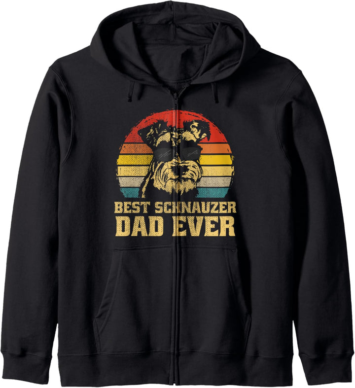 Best Schnauzer Dad Ever Hund Welpe Retro Papa Vater Geschenk Kapuzenjacke