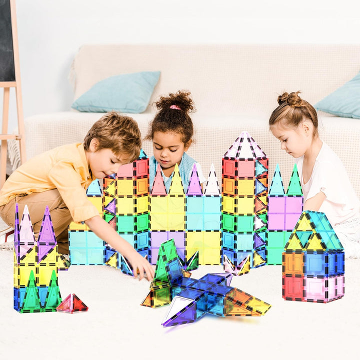 PicassoTiles 100 Piece Magnetic Playboards Tiles Set Magnet Toys for Toddlers STEM Building Blocks S