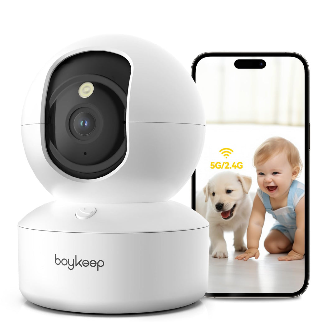 BoyKeep 2.4G/5GHz Überwachungskamera Innen 2K, 360° WLAN Überwachungskamera, Indoor Hundekamera mit