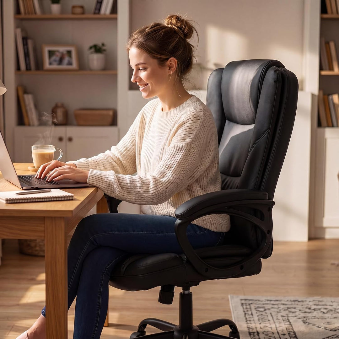 Bürostuhl mit Wippfunktion 150kg, Chefsessel Hohe Rückenlehne | Schreibtischstuhl Ergonomisch, Zonen