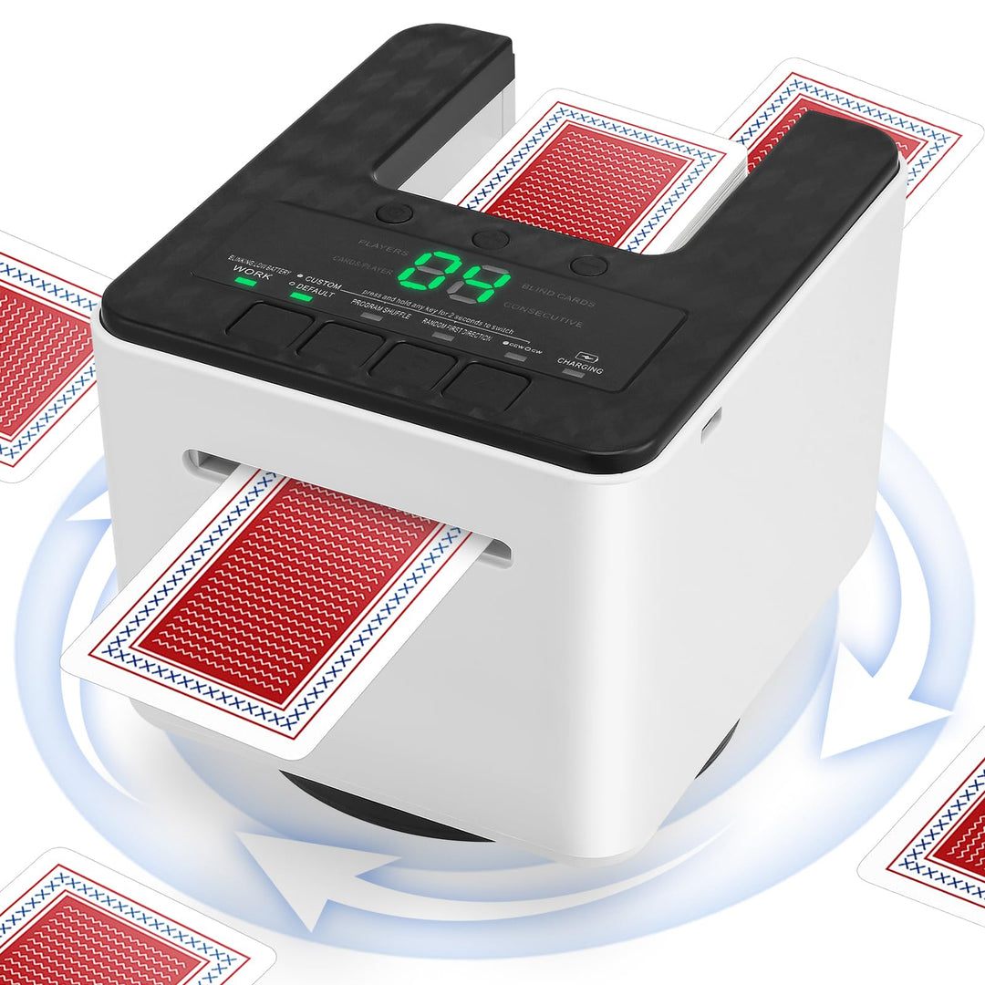 Automatische Kartenmischer und Kartensender, 2 in 1 Kartenmischmaschine und Austeiler 360° Drehung f