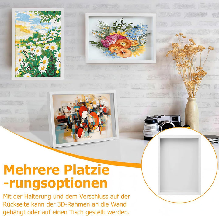 3D Bilderrahmen Zum Befüllen, 30 x 40 cm Bilderrahmen Tief Hölzern Bis 3cm, Tiefer Bilderrahmen Zum
