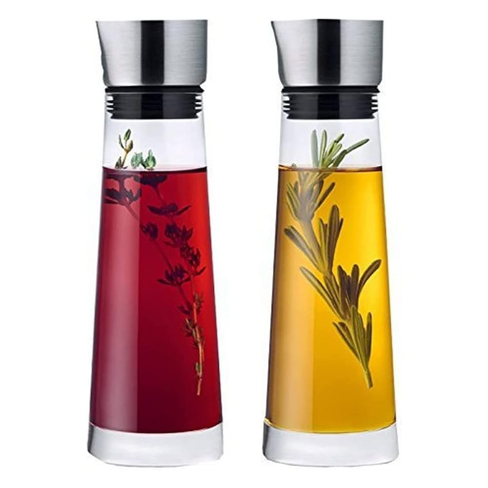 blomus -ALINJO- Essig & Öl Set aus mattem Edelstahl und klarem Glas, vielseitig einsetzbar, präzises