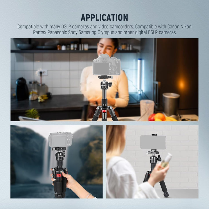 NEEWER Mini Tischstativ mit Smartphone Halter kompatibel mit iPhone & DSLR Kameras für Videoaufnahme