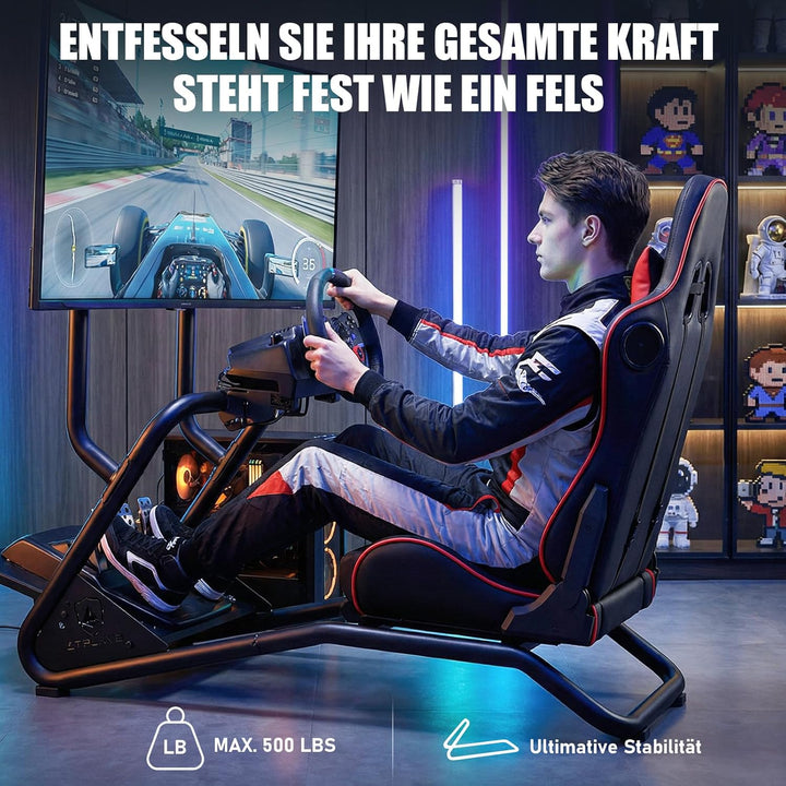 GTPLAYER Simulator Cockpit,Rennsimulator lenkradständer mit 3D-Stereo-Lautsprechern, Monitorhalterun