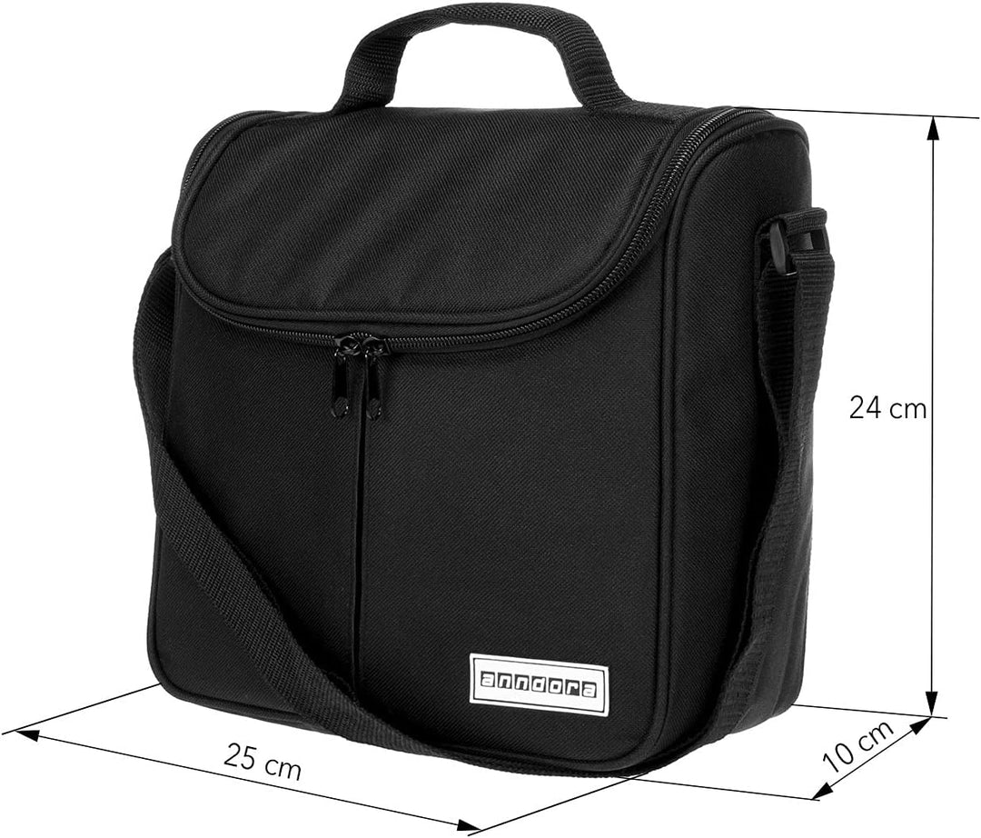 anndora Mini Kühltasche 4 Liter Vespertasche lunchbag - Farbwahl Schwarz, Schwarz