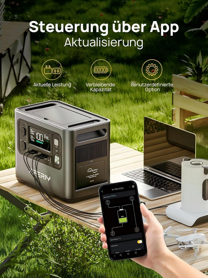 AFERIY 2400W2048Wh Solargenerator mit 200W Solarpanel, 1,5Std Schnellladung | Tragbare Powerstation,