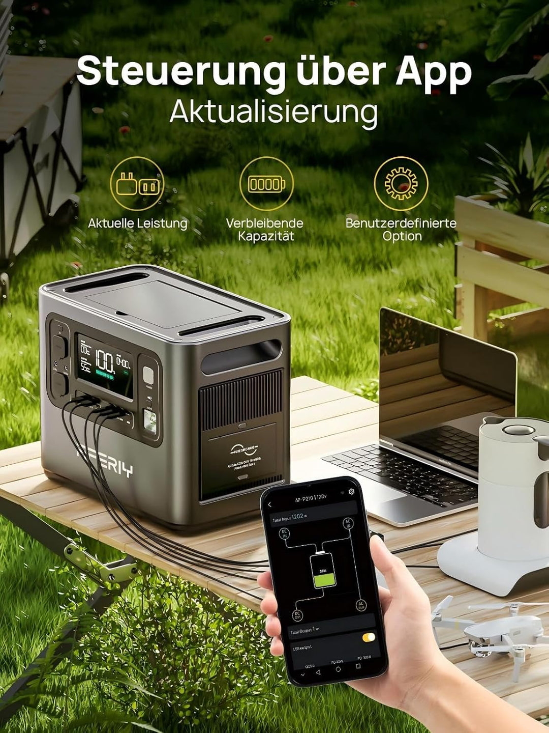 AFERIY 2400W2048Wh Solargenerator mit 400W Solarpanel, 1,5Std Schnellladung | Tragbare Powerstation,