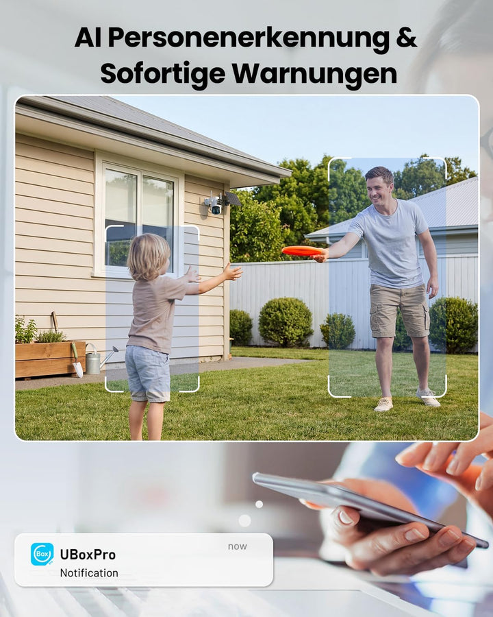 4G LTE Solar Überwachungskamera Aussen, 2K+2K Dual-Lens | PTZ Kamera, No WLAN kabellose Aussenkamera