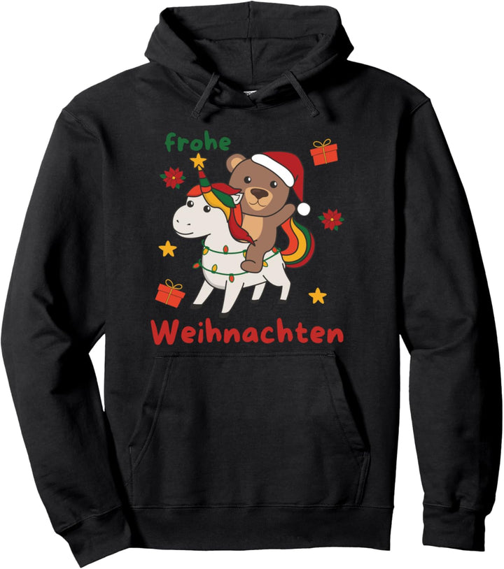 Weihnachts Einhorn Bär frohe Weihnachten Einhorn Bären Pullover Hoodie
