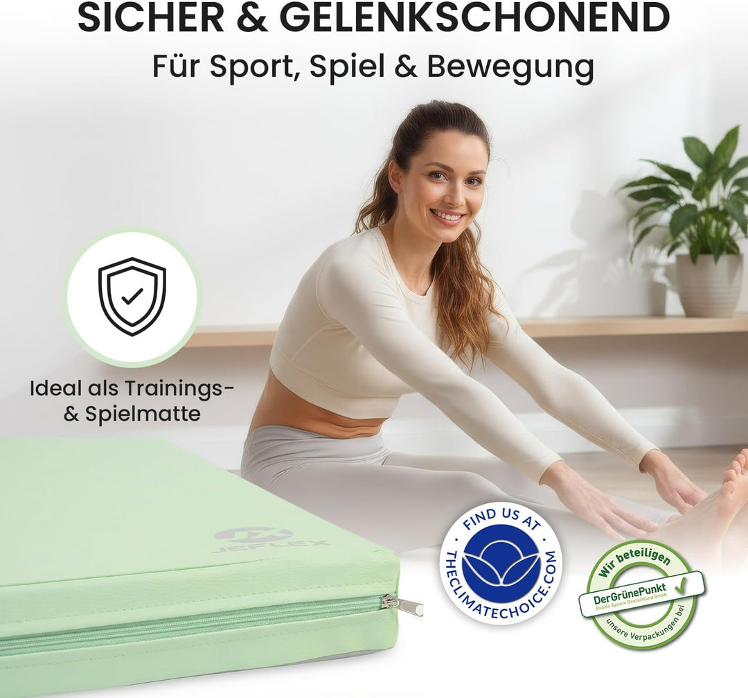 Jeflex - Weichbodenmatte & Turnmatte 100 x 70 x 8 cm MADE IN GERMANY/Gymnastikmatte tragbar/platzspa