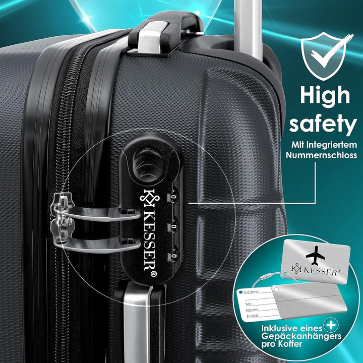 KESSER® Reisekoffer Mittlerer Hartschalen-Koffer Inkl. Kofferwaage + Gepäckanhänger Trolley Gepäck R