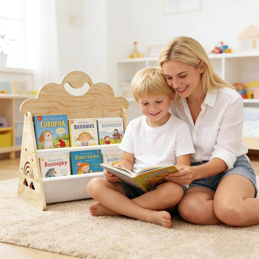 Bücherregal aus Holz, Offenes Aufbewahrungsregal, Flaches Regal für Bücher & Medien, Kompaktes Stand