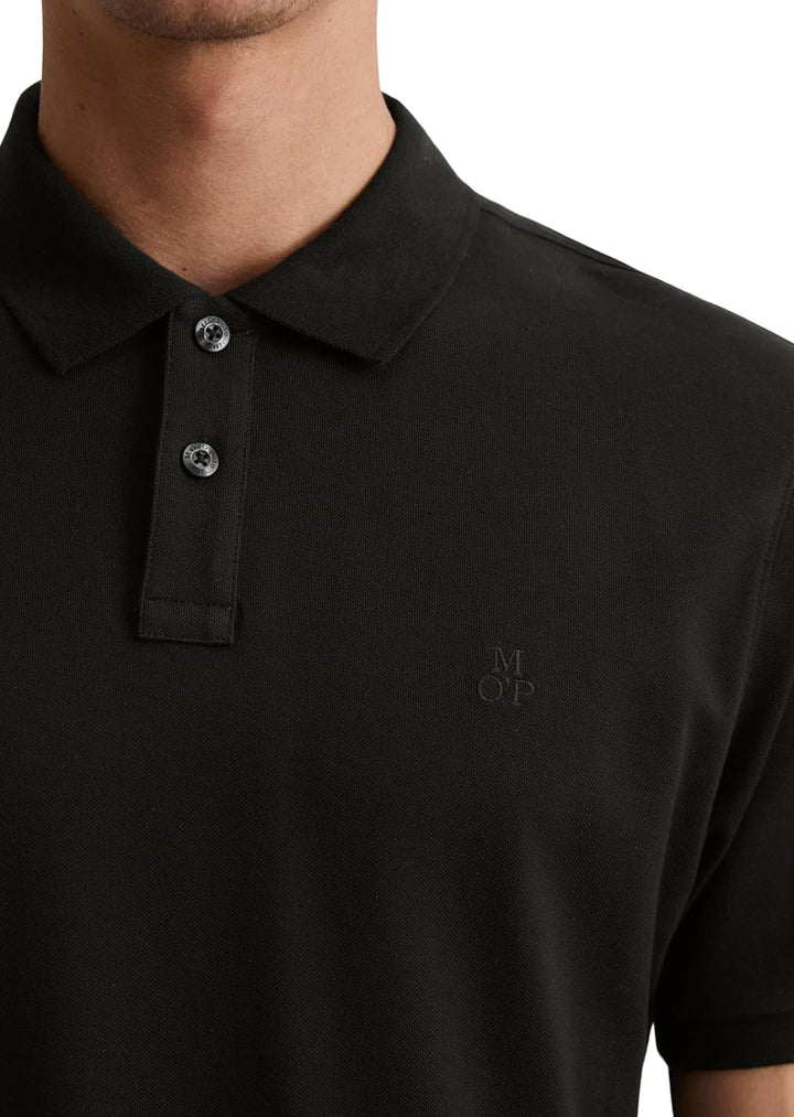 Marc O'Polo Herren Kurzarm-Poloshirt aus Bio-Baumwolle Regular Fit XS Schwarz, XS Schwarz