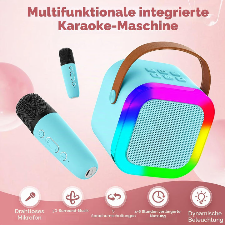 Karaoke-Maschine für Kinder Erwachsene, tragbare Kinder Karaoke-Lautsprecher mit drahtlosem Mikrofon