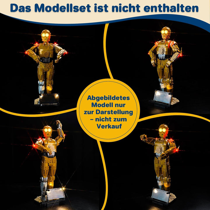 LocoLee Licht Kompatibel mit Lego Star Wars 75398 C-3PO Optische Version,Nur Lichter Set - Kein Mode