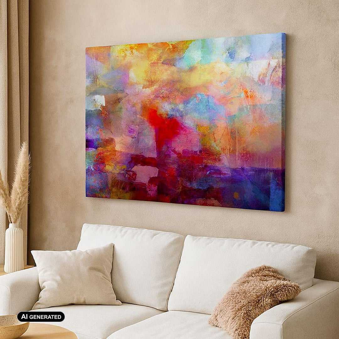 Bilder auf Leinwand 100x70cm Leinwandbild mit Rahmen Abstraktion modern Gross Wanddeko Bild Schlafzi