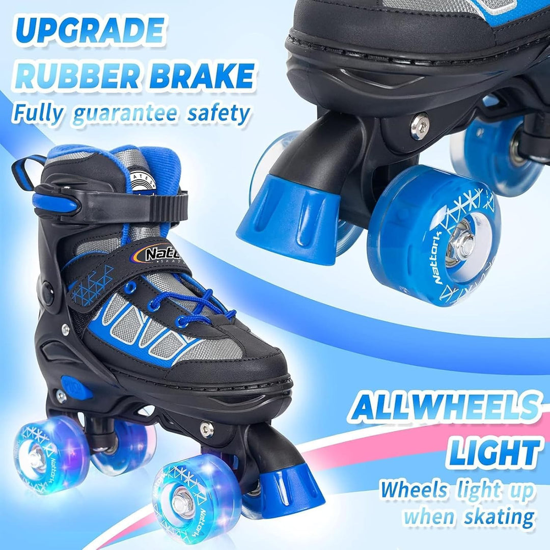 Nattork Kinder Rollschuhe für Mädchen, Jungen und Anfänger, 4 Grössen Verstellbare Rollschuhe mit Le