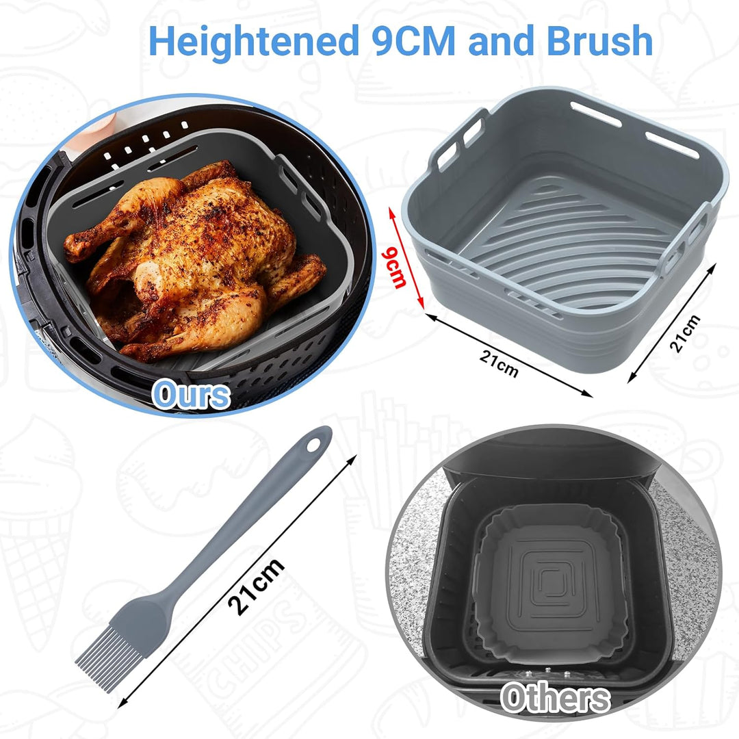 Alyvisun Silikonform für Heissluftfritteuse mit Öl Pinsel, 3 Stück Airfryer Silikonformen Wiederverw
