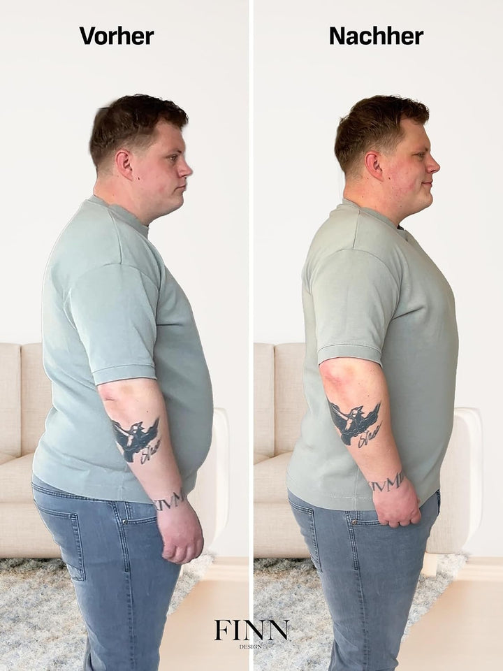 FINN figurformendes Kompressions-Unterhemd Herren - Shapewear Kurzarm Shirt mit Bauch-Weg Effekt - B