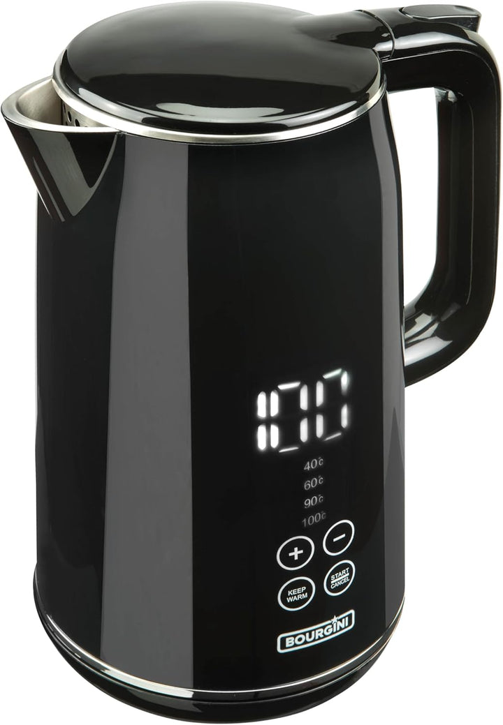 Bourgini Cool Touch - Digitaler wasserkocher Schwarz - wasserkocher mit temperatureinstellung - 1,7