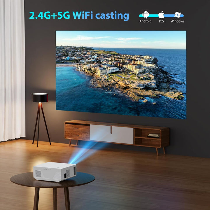 ZDK Mini Beamer 4K Unterstützt,Full HD 1080P Beamer mit Bluetooth und WiFi,20000 Lumen Tragbarer Pro