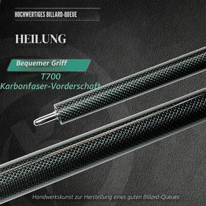 Billardqueue aus Kohlefaser, 58 Zoll, 1/2-Zoll-Struktur, 3-Zahn-Anschluss, 12,4 mm Spitze, 540-567 g