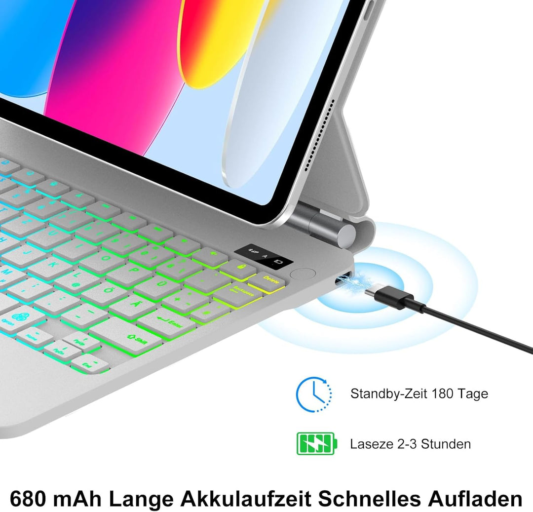 IVEOPPE Magic Keyboard für iPad A16 11. Generation & iPad 10 Gen (2025), Magnetische Freischwebende