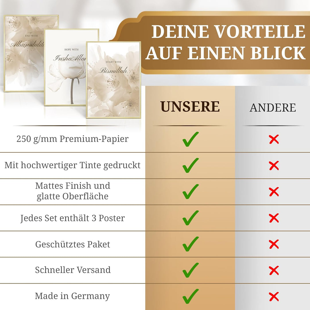 HAVA Artwork Beige Dream Poster Set, Islamische Poster, Islamische Bilder, Islamische Dekoration, Is