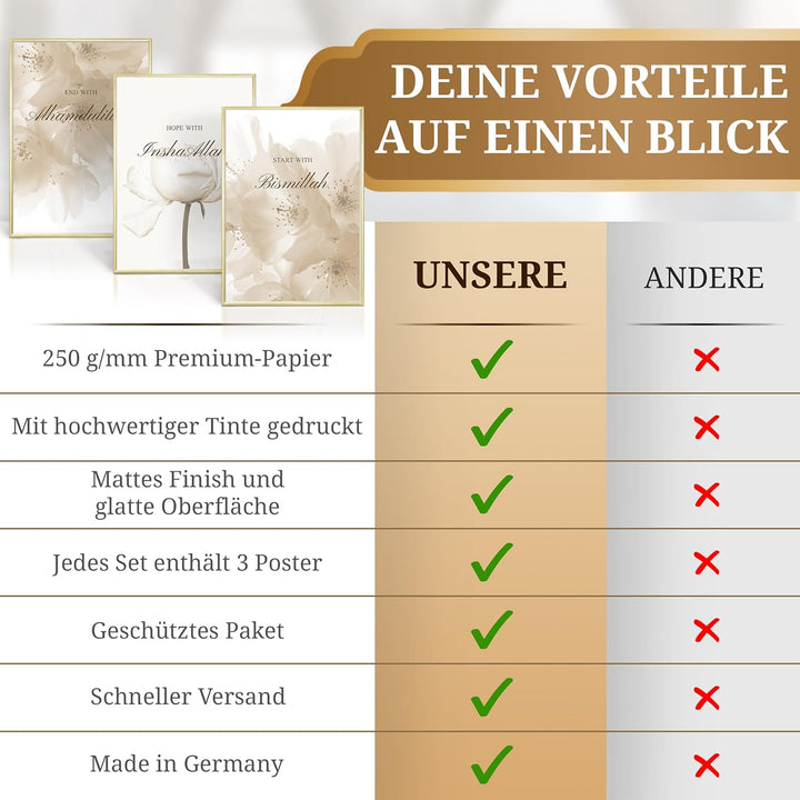 HAVA Artwork Beige Dream Poster Set, Islamische Poster, Islamische Bilder, Islamische Dekoration, Is