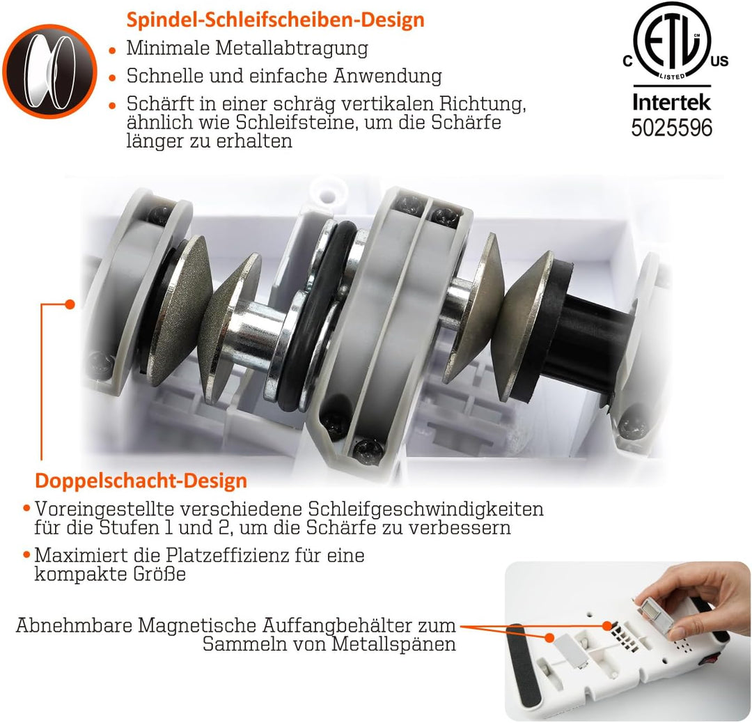 SHARPAL 198H Elektrischer Küchenmesser Schärfer, 3-Stufen schärfsystem mit Diamanträdern (325/1000 K