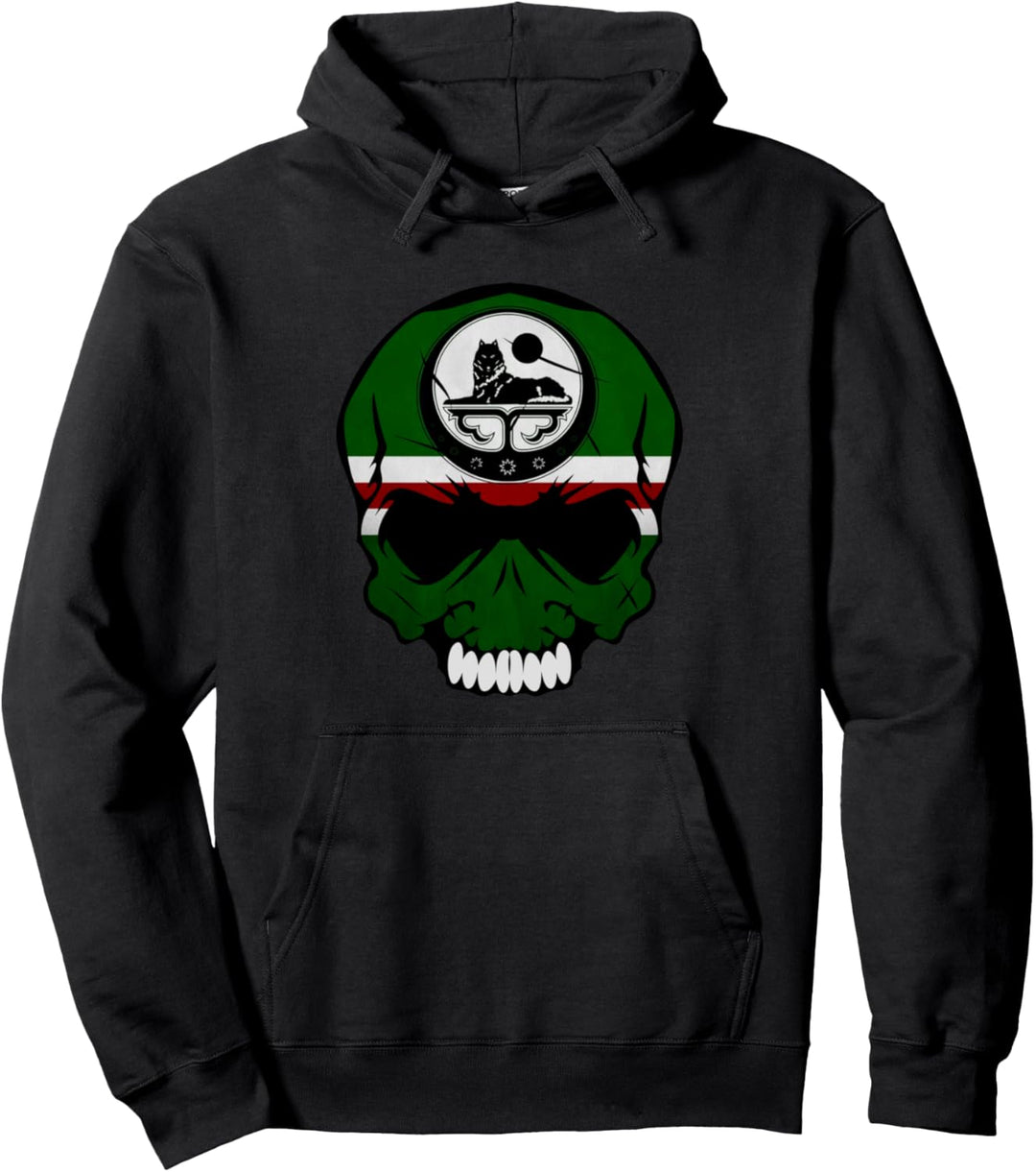 Chechnya Skull, Cool Chechen Flag, Chechnya Pullover Hoodie