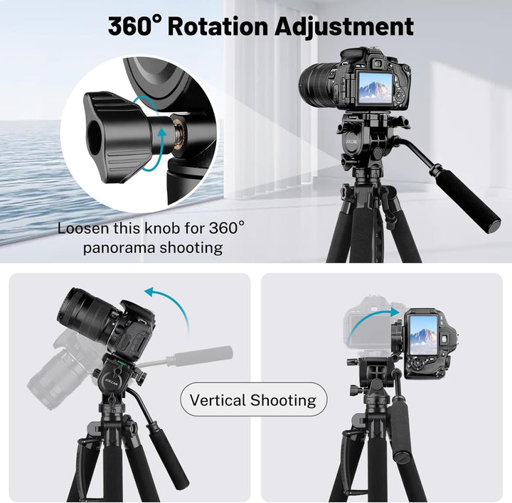 JOILCAN Kamera Stativ Ständer 190cm, Leichtes Dreibeinstativ mit Handy/Tablette Halterung für Smartp